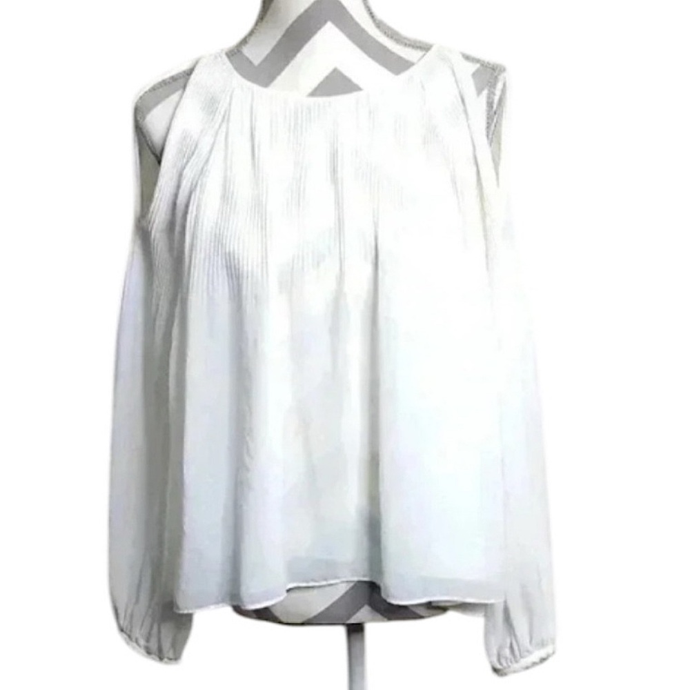 Zara Sheer Flowy Blouse White Micro Pleated Blouse Balloon sleeve Women's
Small